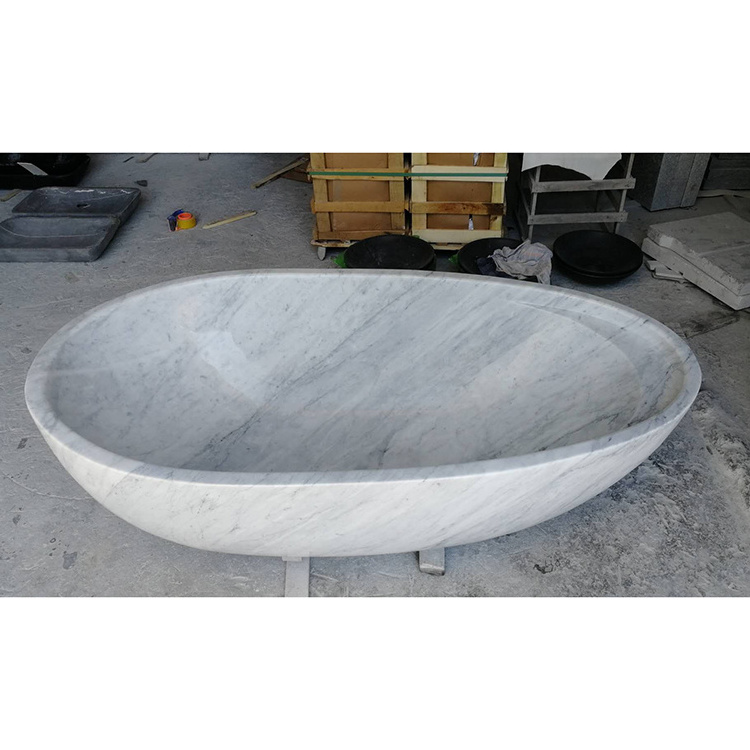 Luxury Stone Size Natural Black Marquina Marble Bathtub