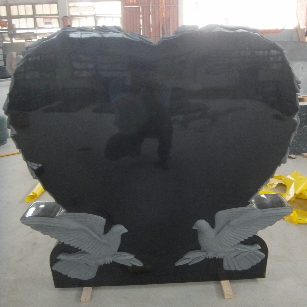 Chinese Shanxi Black Heart Granite Angel Blank Headstone Design for Grave