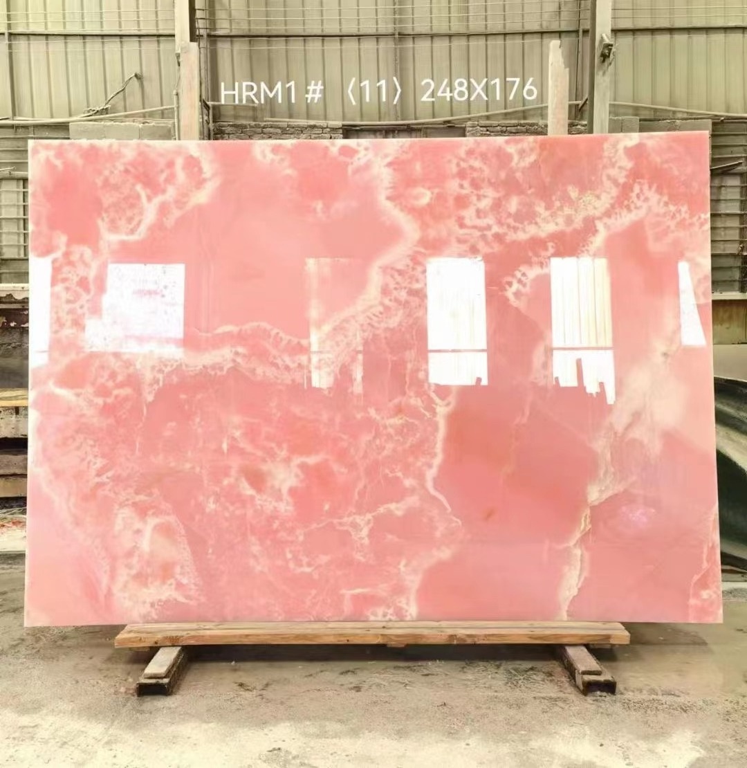 Pink Onyx Floor Tile Panel Decorate Natural Marble Stone Slab For Countertop Or Wall Onxy Stone Tiles