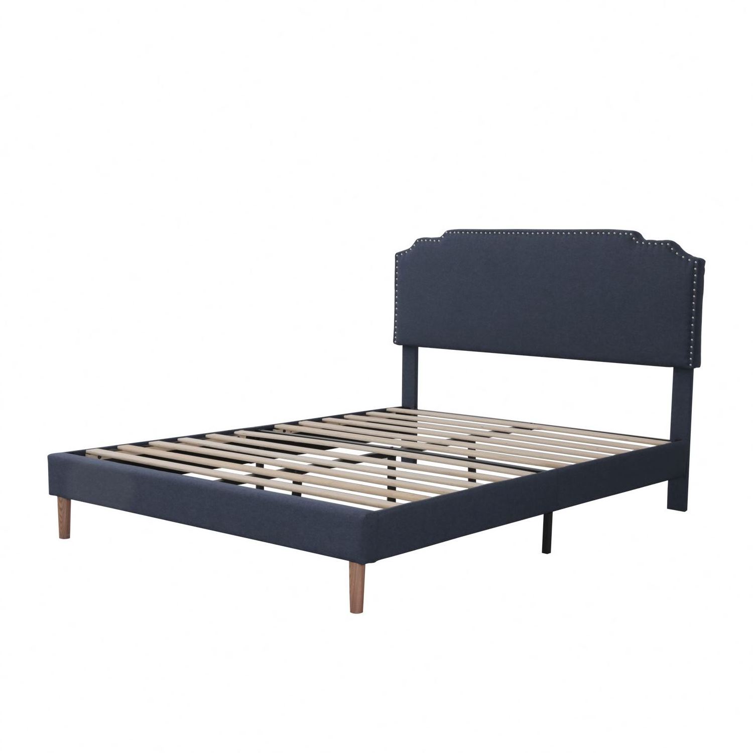 Match all decor noise free Queen King sizes upholstered platform bed frame with all parts packed in one box packing design