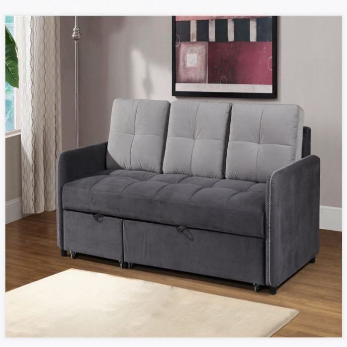 Dual-purpose push and pull out sofa bed folding sofa bed modern apartment 3 seats sofa cum bed