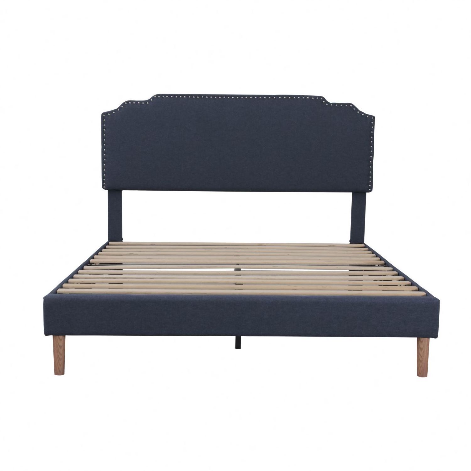 Match all decor noise free Queen King sizes upholstered platform bed frame with all parts packed in one box packing design