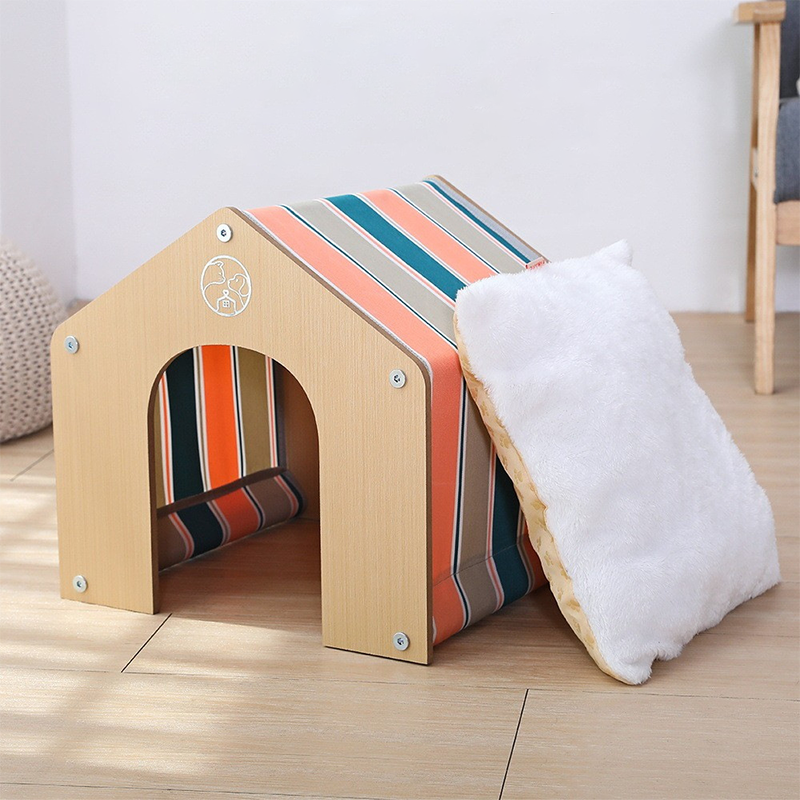 Best Selling Eco Friendly Pine Wood Pet House Villa Collapsible Bed Breathable Kennel for Dog Cat House