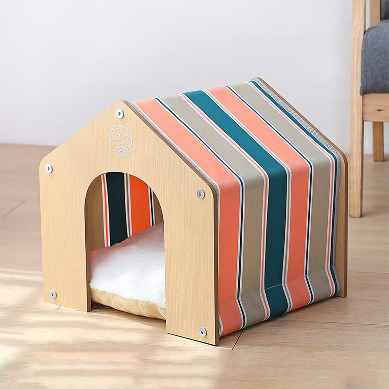 Best Selling Eco Friendly Pine Wood Pet House Villa Collapsible Bed Breathable Kennel for Dog Cat House