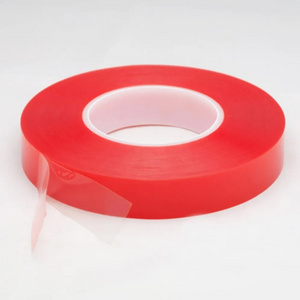 Clear Polyester Strong Solvent Glue Adhesive Double Sided PET Tape Polyester Tape With MOPP Red Film Liner