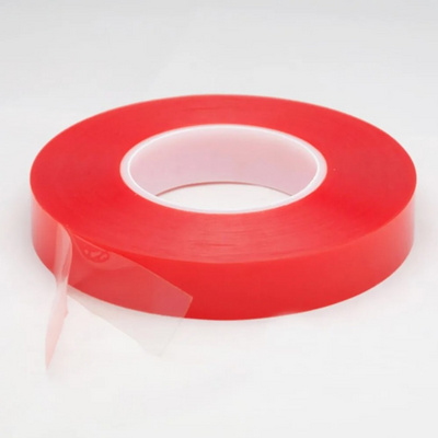 Clear Polyester Strong Solvent Glue Adhesive Double Sided PET Tape Polyester Tape With MOPP Red Film Liner