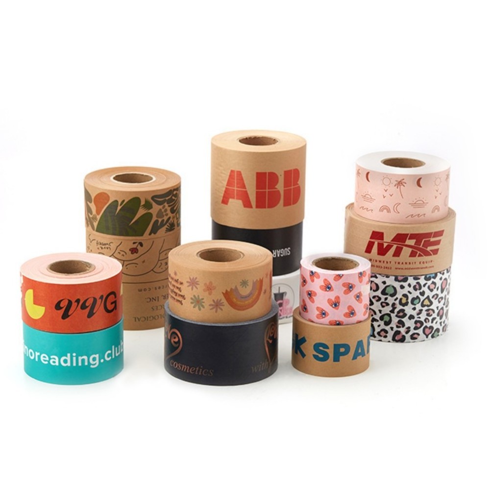 Water Activated Parcel Kraft Paper Adhesive Tape Bio-Degradable Kraft Paper Water Activated Tape Reinforced Kraft Paper Tape