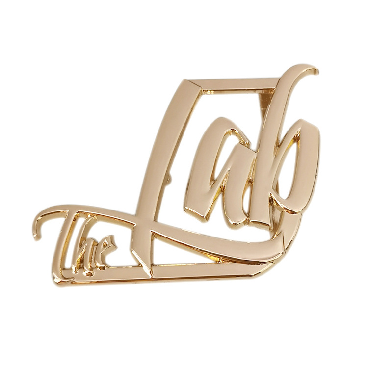 Fashion zinc alloy make Plating Custom Letter Logo Metal Brand Name Plate Belt Buckles