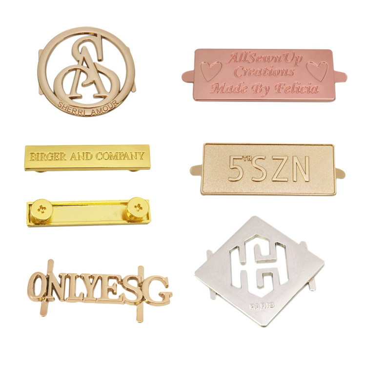 Manufacturer engraved name Metal Tag Custom handbags Metal Logo Plate label For Bag Hardware