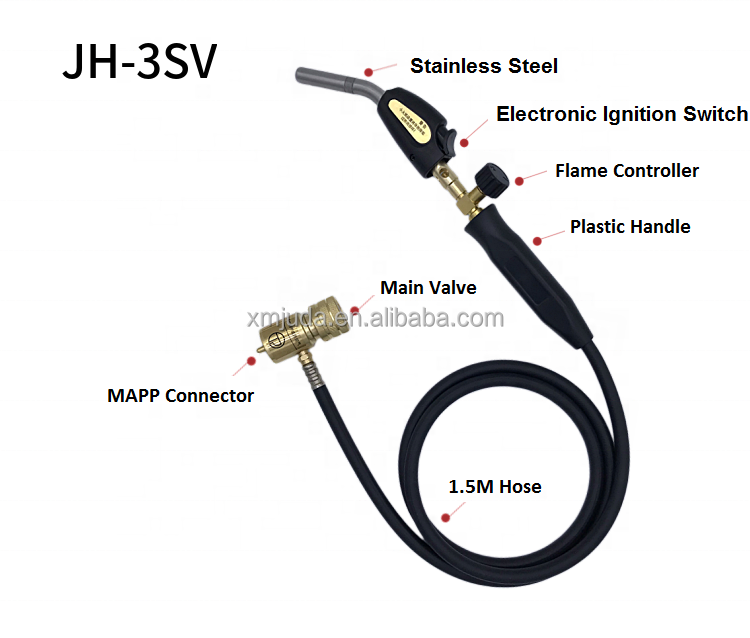 Automatic Ignition Gas Welding Torch Portable Soldering Brazing HVAC Oxygen Free Gas Welding Torch 1.5M Hose