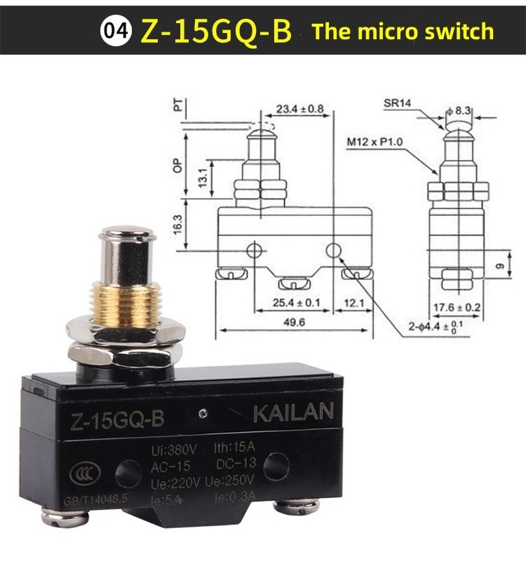 Push Button Msw micro travel limit switch limit micro switch with momentary metal button 1no 1nc