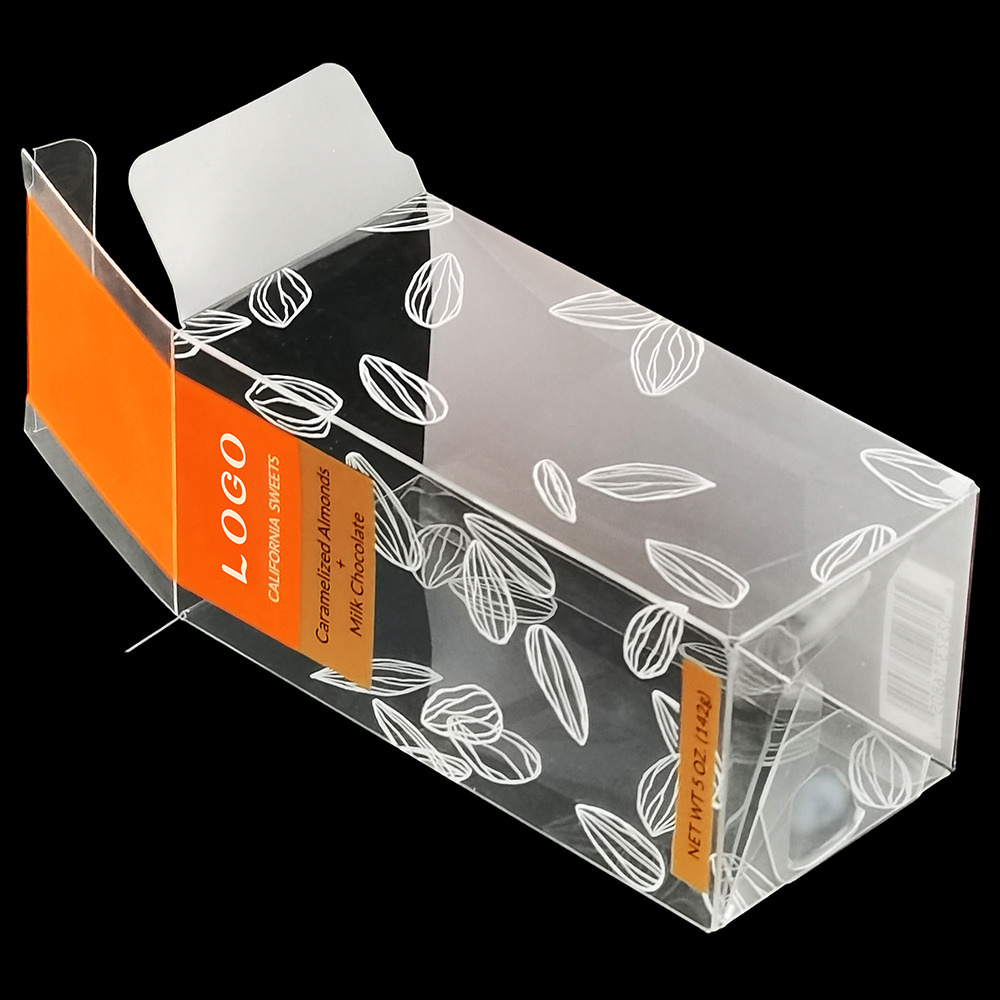 Custom eco friendly transparent PET color printed square folding plastic tea bag packaging box