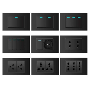 South American Standard Electric Black Wall Switch 1gang Multiple Socket For Building US Wall Outlet Plug Socket And Switch 118