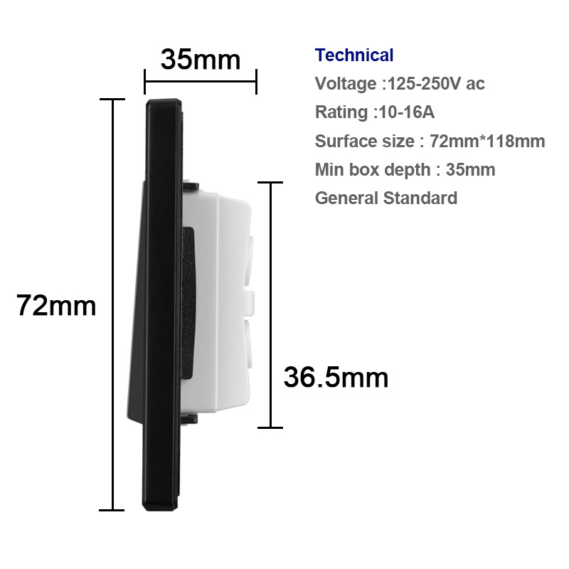 South American Standard Electric Black Wall Switch 1gang Multiple Socket For Building US Wall Outlet Plug Socket And Switch 118