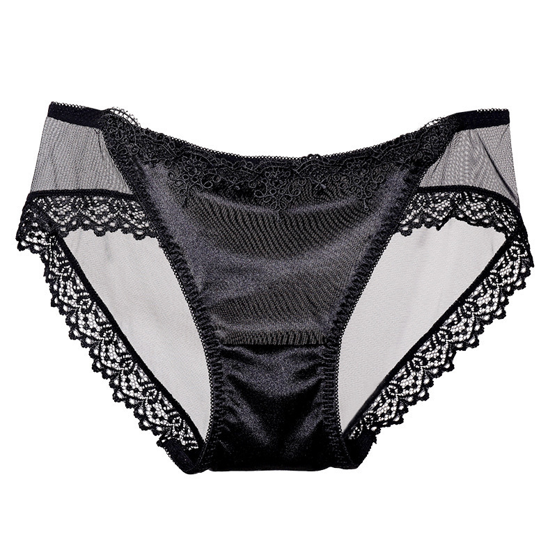 Thin Wholesale Silk Satin Briefs Lace Seamless Lady Sexy Low Waist Mature Woman Panties For Woman