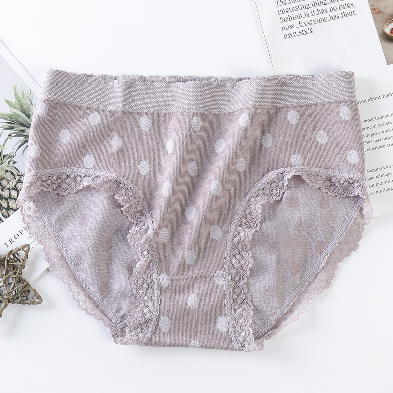 Lady Panty Knickers Dot Print Underwear Underwear Girl Briefs Lace Trim Cotton Woman Panties