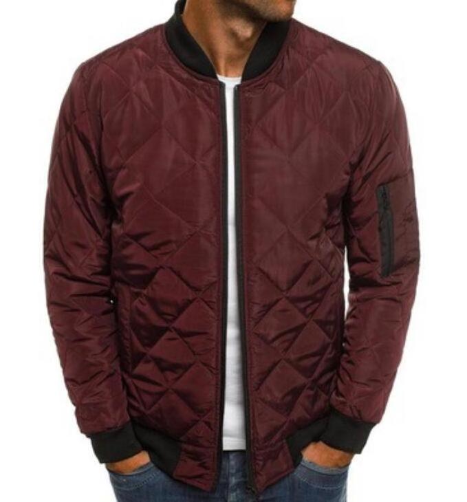 New casual round collar diamond jacket thickened men's cotton padding bomber jackets men zipper fly quilted jacket