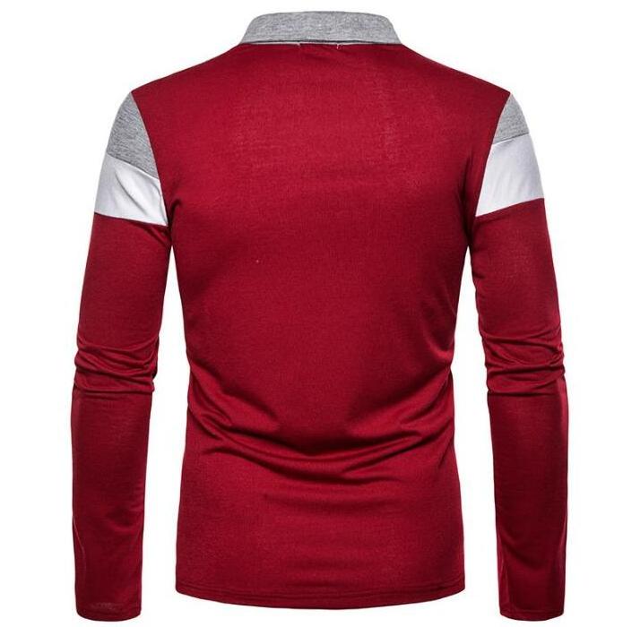 Fashion Hot Color Block Men's Polo Shirts Long Sleeves Custom Logo Classic Men Button Up Polo T-shirt