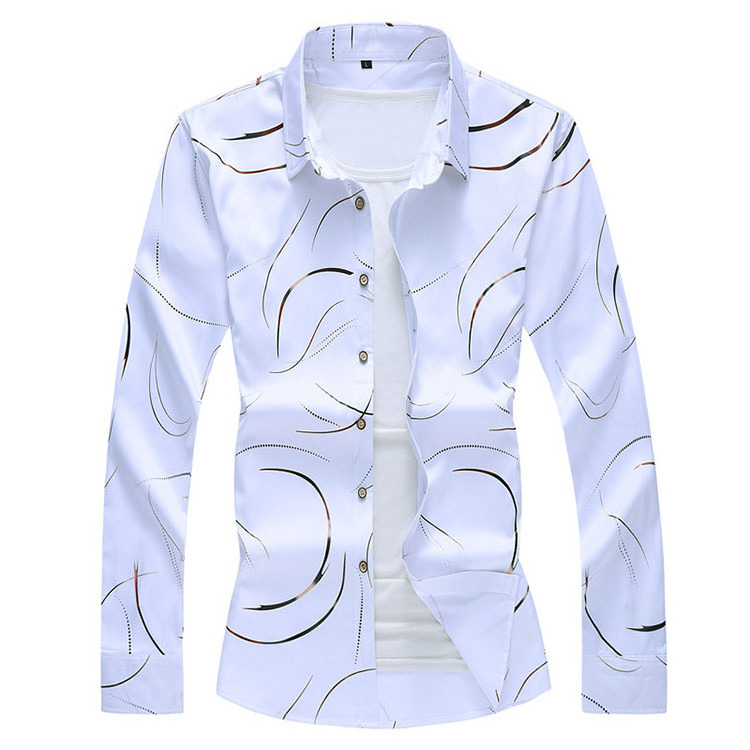 Autumn New Men Printed Shirt Fashion Casual White Breathable Long Sleeve Shirt Plus Size 6XL 7XL Male Brand Baggy Clothes