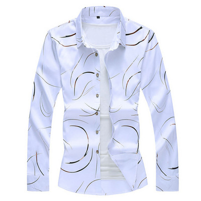 Autumn New Men Printed Shirt Fashion Casual White Breathable Long Sleeve Shirt Plus Size 6XL 7XL Male Brand Baggy Clothes