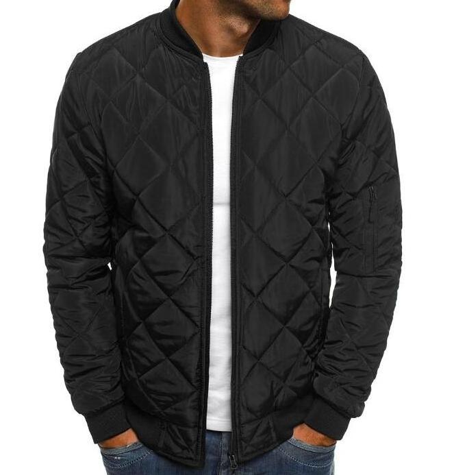 New casual round collar diamond jacket thickened men's cotton padding bomber jackets men zipper fly quilted jacket