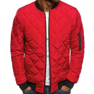 New casual round collar diamond jacket thickened men's cotton padding bomber jackets men zipper fly quilted jacket