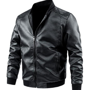 Wholesale Autumn Winter Coat Men's Fashion Bomber Jacket Slim Motorbike Faux Leather Jackets