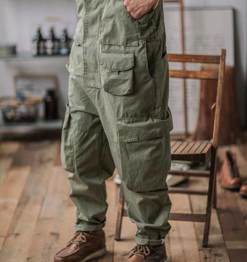 Custom cotton fabric men's front full zip utility cargo pocket men overalls trousers Men Trendy Overalls worker Cargo pants