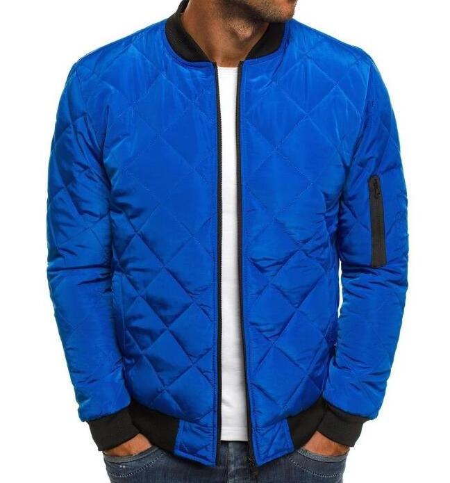 New casual round collar diamond jacket thickened men's cotton padding bomber jackets men zipper fly quilted jacket