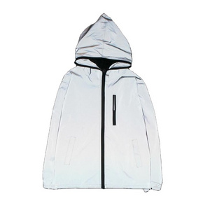 Men's Full Reflective Jackets Autumn Spring Windproof Windbreakers Solid Hooded Zipper Outwear Streetwear Hip Hop Jacket