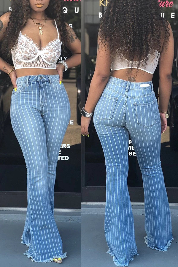 Casual Classic Wholesale Trendy Cheap Fashion Cool Lady Rip Ripped Bell Bottom Jeans Flare Jeans Women's Jeans