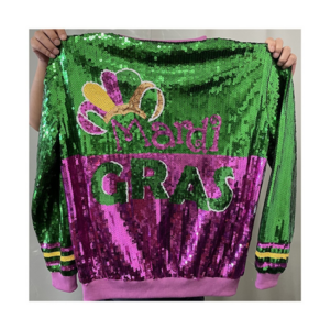 Wholesale New Arrival Apparel Shinny Sequins Green Gold Purple Zipper Coats Bling Mardi Gras Sequin Jacket For Women