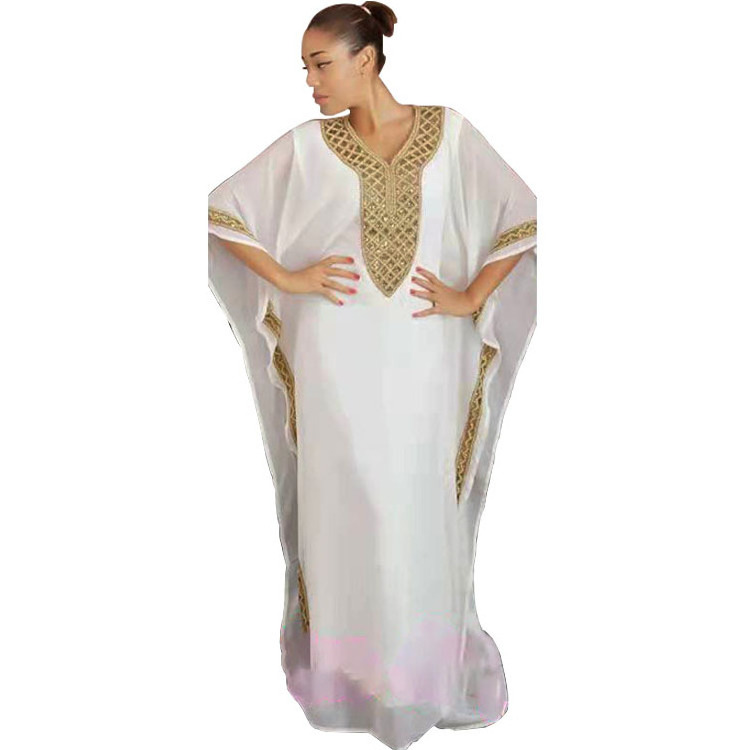 HotSale New Chiffon Robe Celebrity Style Dress Large Size Solid Color Coverall Abaya White Women Muslim Maxi Dress Ladies Burqa