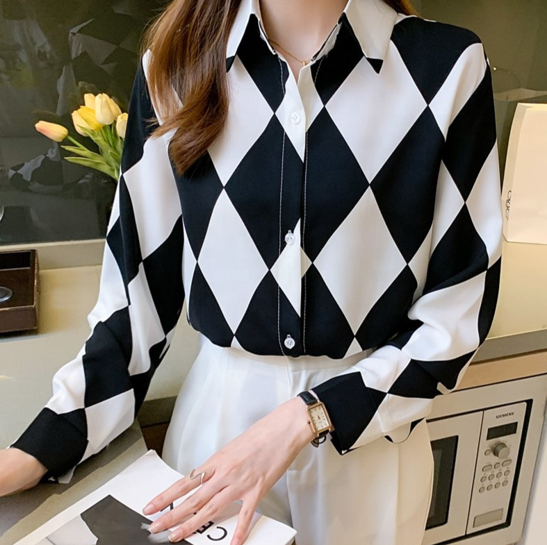 Wholesale Blouse Woman Summer Autumn Fashion Button Long Sleeve Shirts For Women 2022 White Casual Print Tops Femme