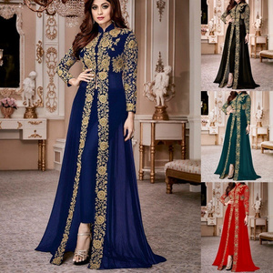 Wholesale Product Abaya Dubai Monsoon Evening Dress Skirt Printing Long Sleeve Moroccan Women Kaftan Gown Muslim Prom