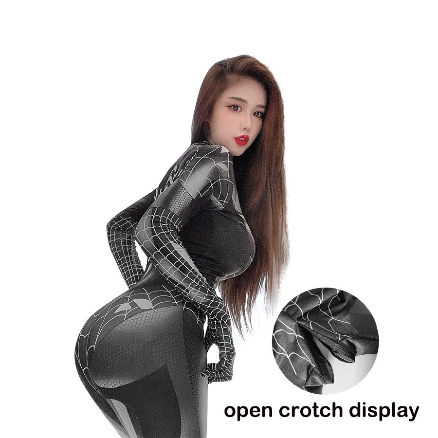 New Halloween Adult Women Party Anime Cosplay Spiderman Costume Milk Silk Fabric Cat Sexytights Bodysuit Spiderman Women Costume