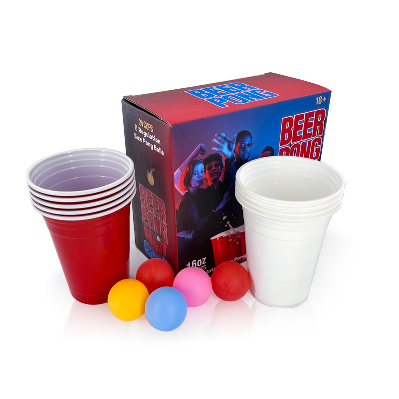 Outdoor Portable Adults Drinking Games Beer Pong Mug Kit for Parties Pub Indoors