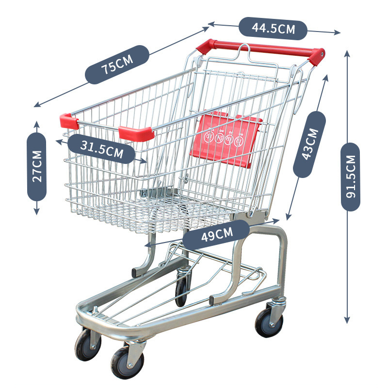 Kainice Wholesale Grocery Utility Shopping Cart Heavy Duty Light Weight Trolley large shopping cart trolley with Rolling Swivel