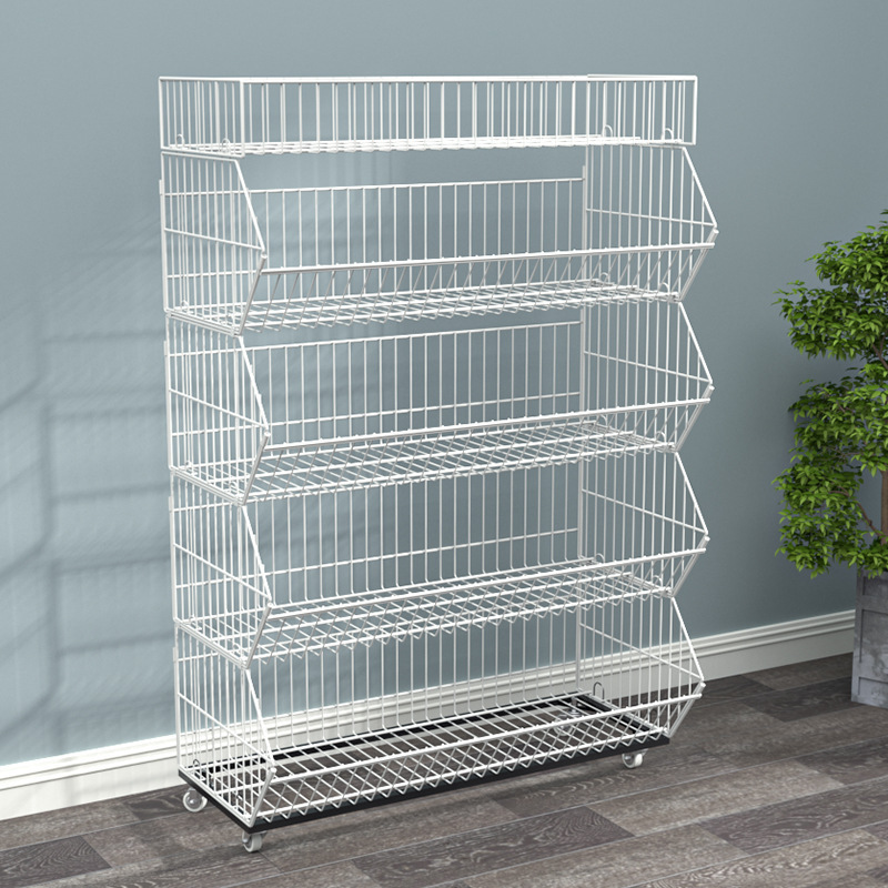 Kainice Customized 500mm 5 tiers kitchen vegetable storage baskets wire shelving retail display racks supermarket shelves