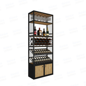 Kainice wine glass storage wooden standing cabinet with unique style stackable wine display rack support with glass holder