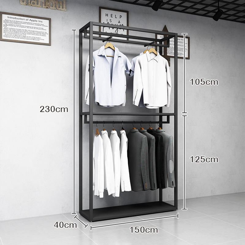 Kainice Hot Sale luxury cloth display stand wall mount shelves to mount for shop Display Racks for clothing stores clothing rack