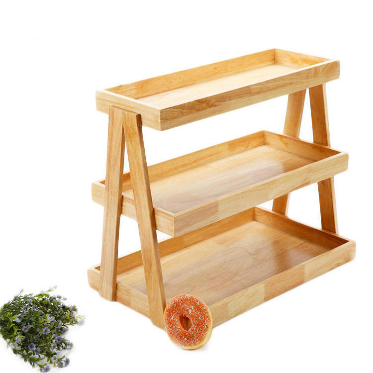 Kainice snacks wood display stand counter top small bamboo food store wooden display racks for sale