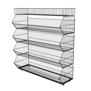 Kainice Customized 500mm 5 tiers kitchen vegetable storage baskets wire shelving retail display racks supermarket shelves