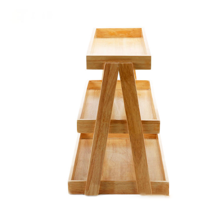 Kainice snacks wood display stand counter top small bamboo food store wooden display racks for sale