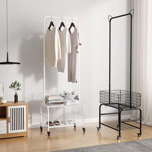 Kainice 3 Tier Free standing Hanging Storage Organizer Laundry Hamper Basket Butler Cart Clothes Dryer Racks With Wheels