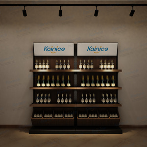 Kainice custom wooden big wall cabinet wine bottle display storage stackable racks free standing floor for bar restaurant