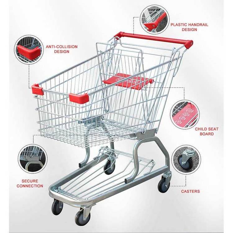 Kainice Wholesale Grocery Utility Shopping Cart Heavy Duty Light Weight Trolley large shopping cart trolley with Rolling Swivel