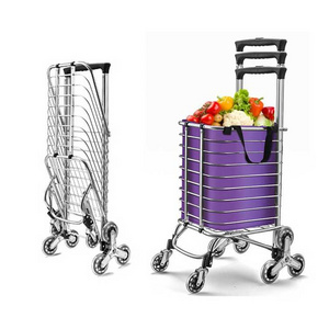 Kainice Foldable Grocery Shopping Cart 8 wheels grocery trolley bag climb stair shopping trolley cart