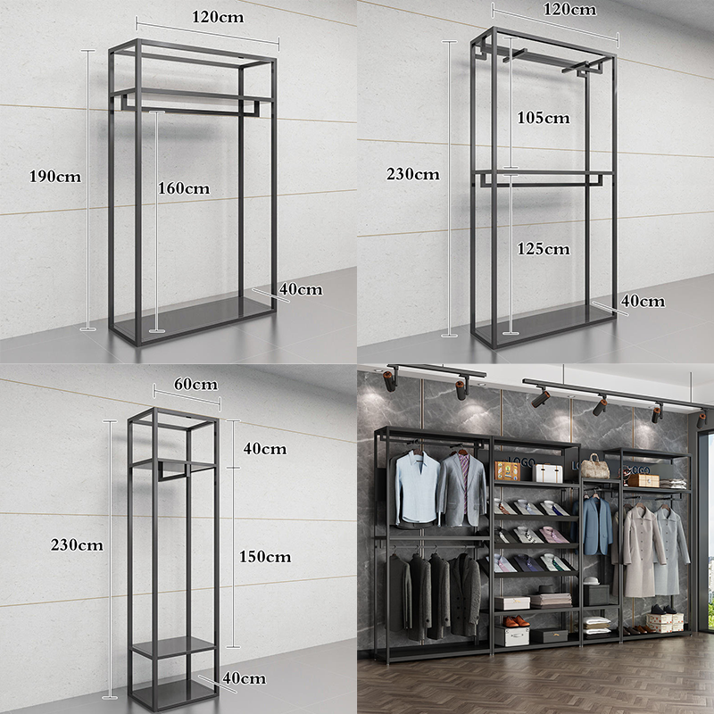 Kainice Modern Multifunctional Stainless Steel Boutique Supplies Clothes Display Rack Floor Standing Clothes Rack