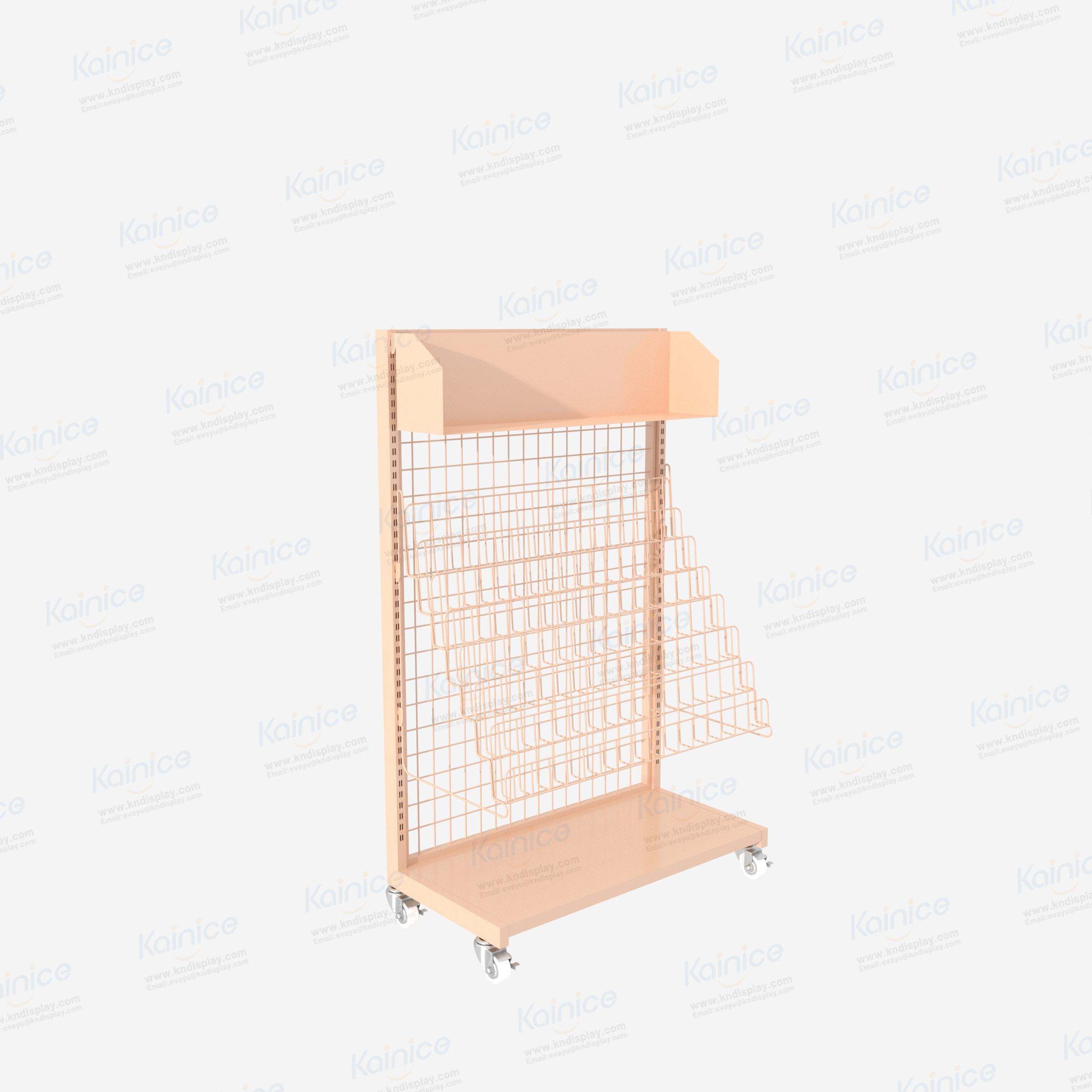 Kainice rotating 360 degree mesh wire posts stacking rack small storage trolley round outdoor magazine newspaper display rack